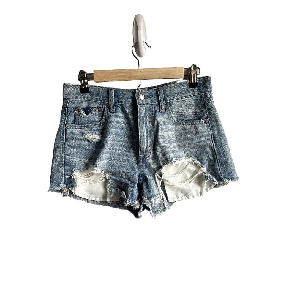 American Eagle Vintage Hi-Rise Festival Jean Shorts Destroyed Distressed Cutoff